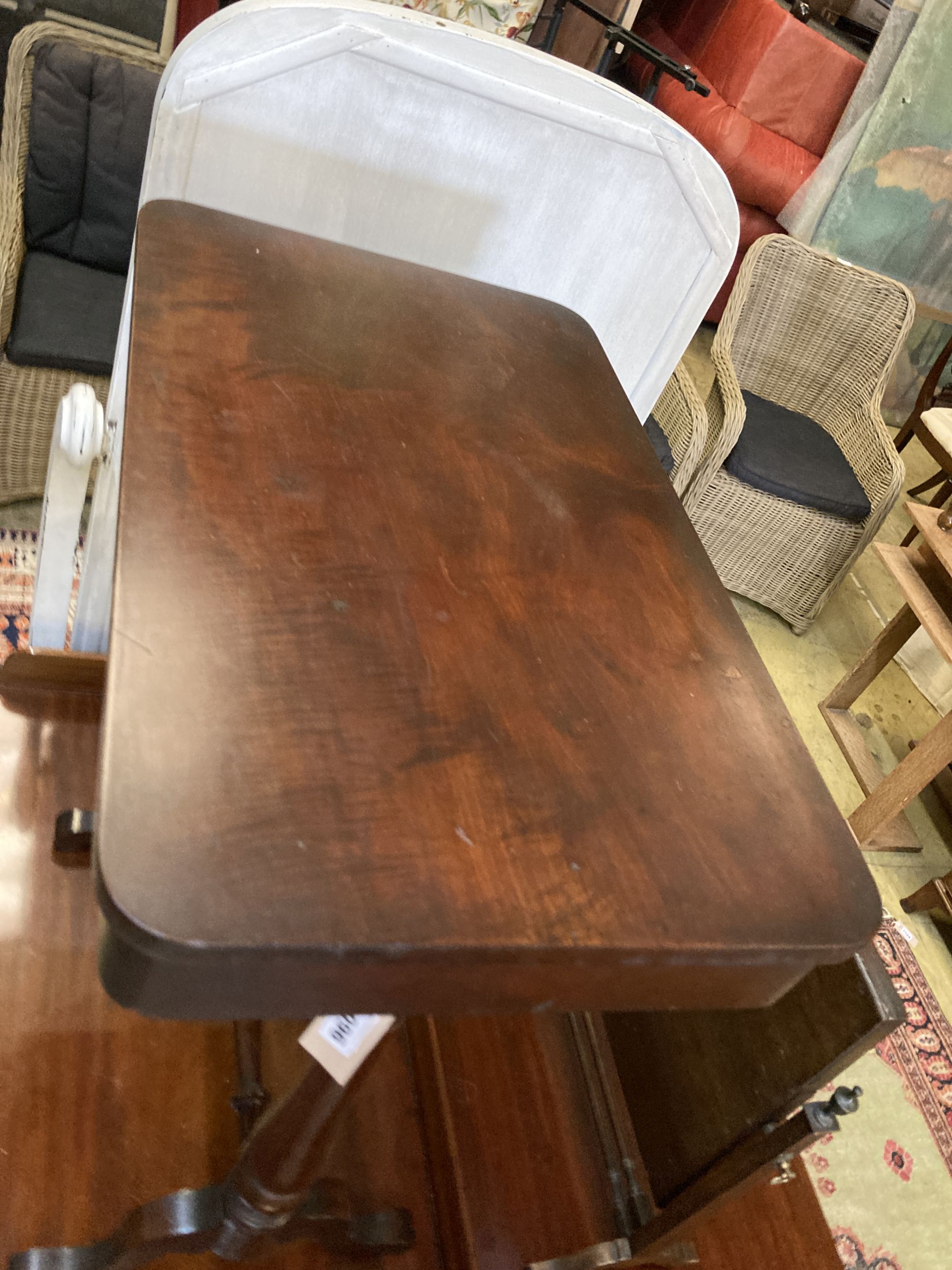 A Victorian mahogany stretcher table, width 62cm, depth 38cm, height 73cm - Image 2 of 4