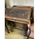 A Victorian rosewood Davenport, stamped James Winter, Waldorf Street, Soho, London, width 65cm,