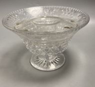 An early 20th century hobnail cut glass rose bowl, with flower and scroll decoration, associated