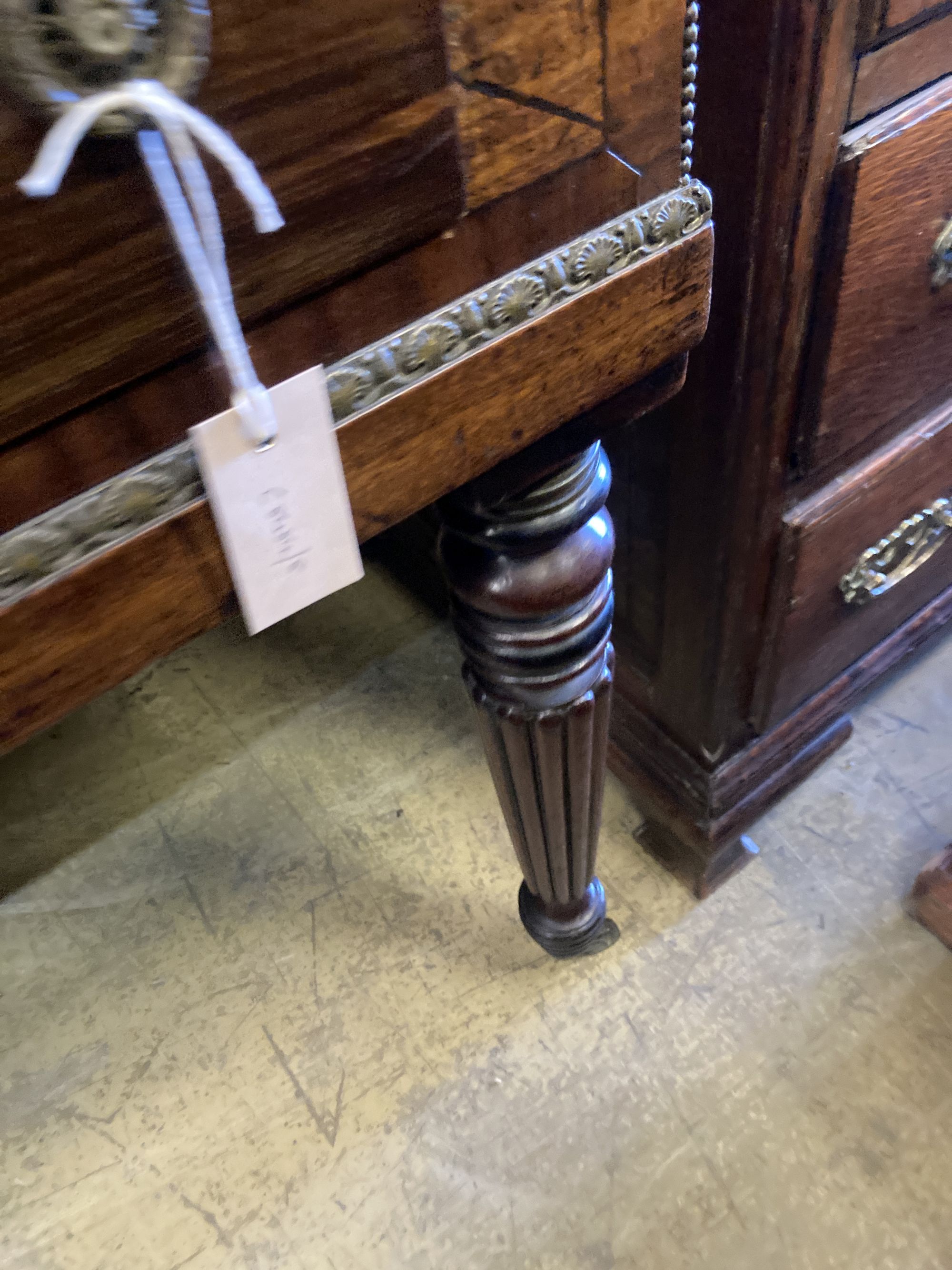 An early 19th century mahogany square piano converted to a desk, length 170cm, depth 64cm, height - Image 5 of 5