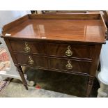 A Victorian mahogany washstand with gallery top, width 87cm, depth 53cm, height 87cm