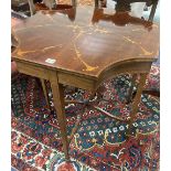 A Sheraton revival mahogany and marquetry inlaid octagonal centre table, width 68cm, depth 67cm,