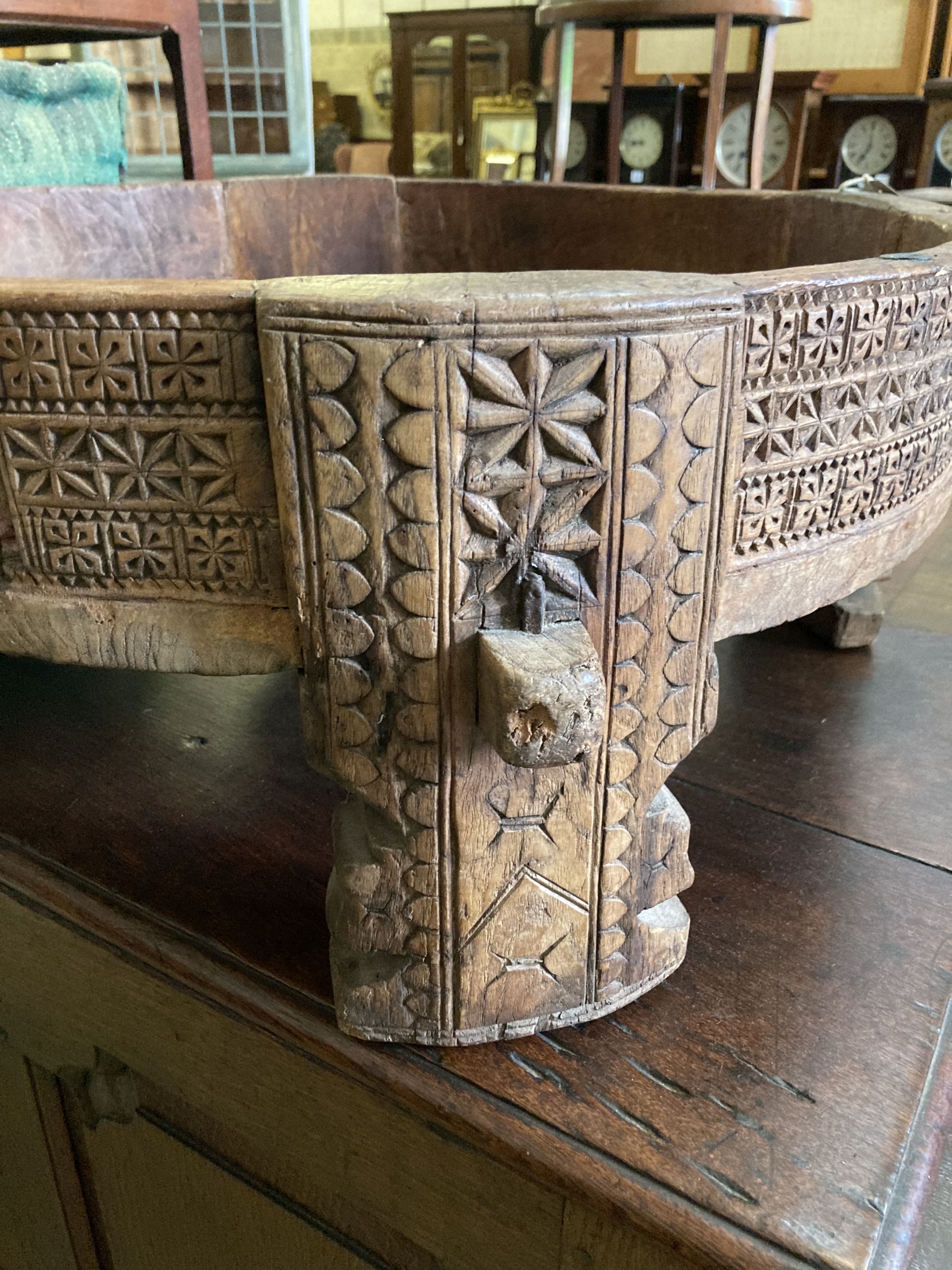 An African Islamic ceremonial circular carved hardwood table, 70cm diameter, height 29cm - Image 2 of 4