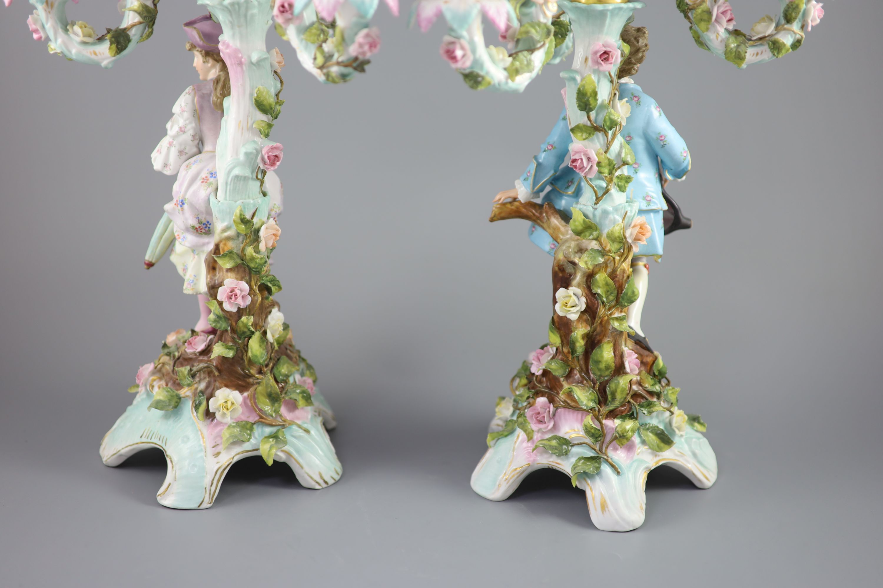 A pair of early 20th century Plaue porcelain figural candelabra, overall height 48cmCONDITION: - Image 4 of 17