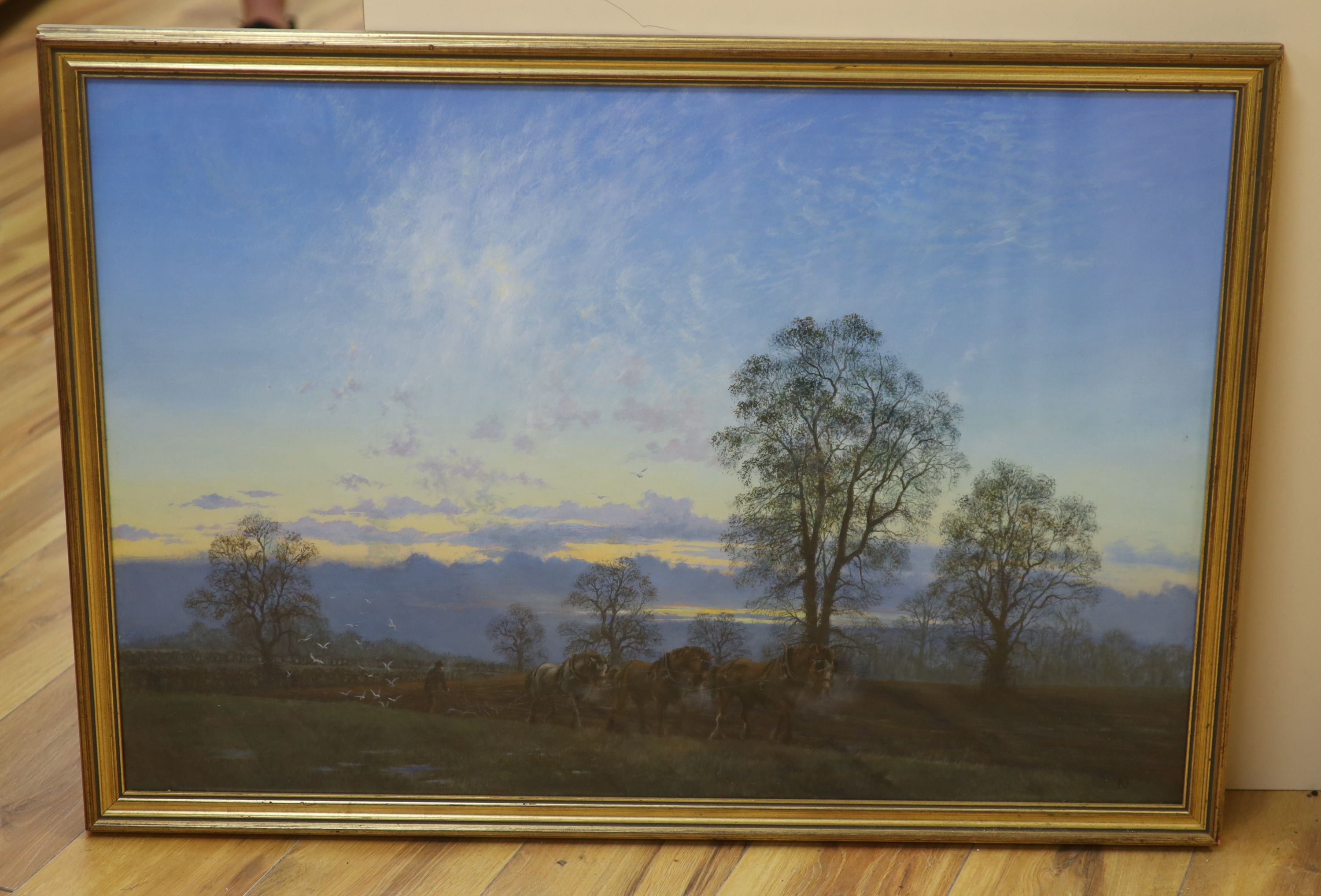 David V. Thomas, 'A Suffolk Morning', 54 x 80cm monogrammed, inscribed to verso and dated 1988, 21.5 - Image 5 of 6