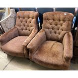 A pair of Sankey buttoned armchairs, width 80cm depth 108cm height 82cm