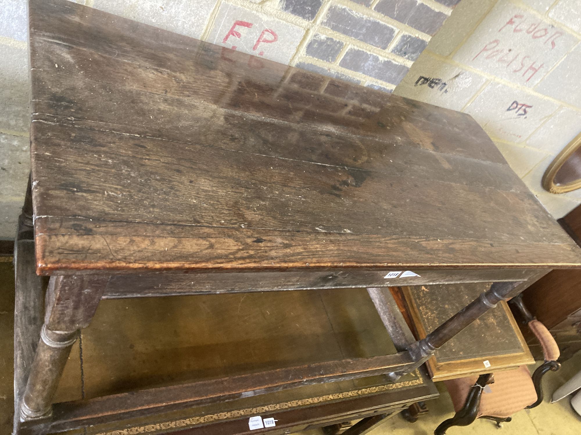 An 18th century oak side table, fitted with a drawer, width 121cm, depth 57cm, height 74cm - Image 2 of 5