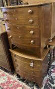 A near pair of Victorian mahogany bowfront commodes, larger 66cm, depth 40cm, height 68cm