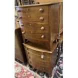 A near pair of Victorian mahogany bowfront commodes, larger 66cm, depth 40cm, height 68cm