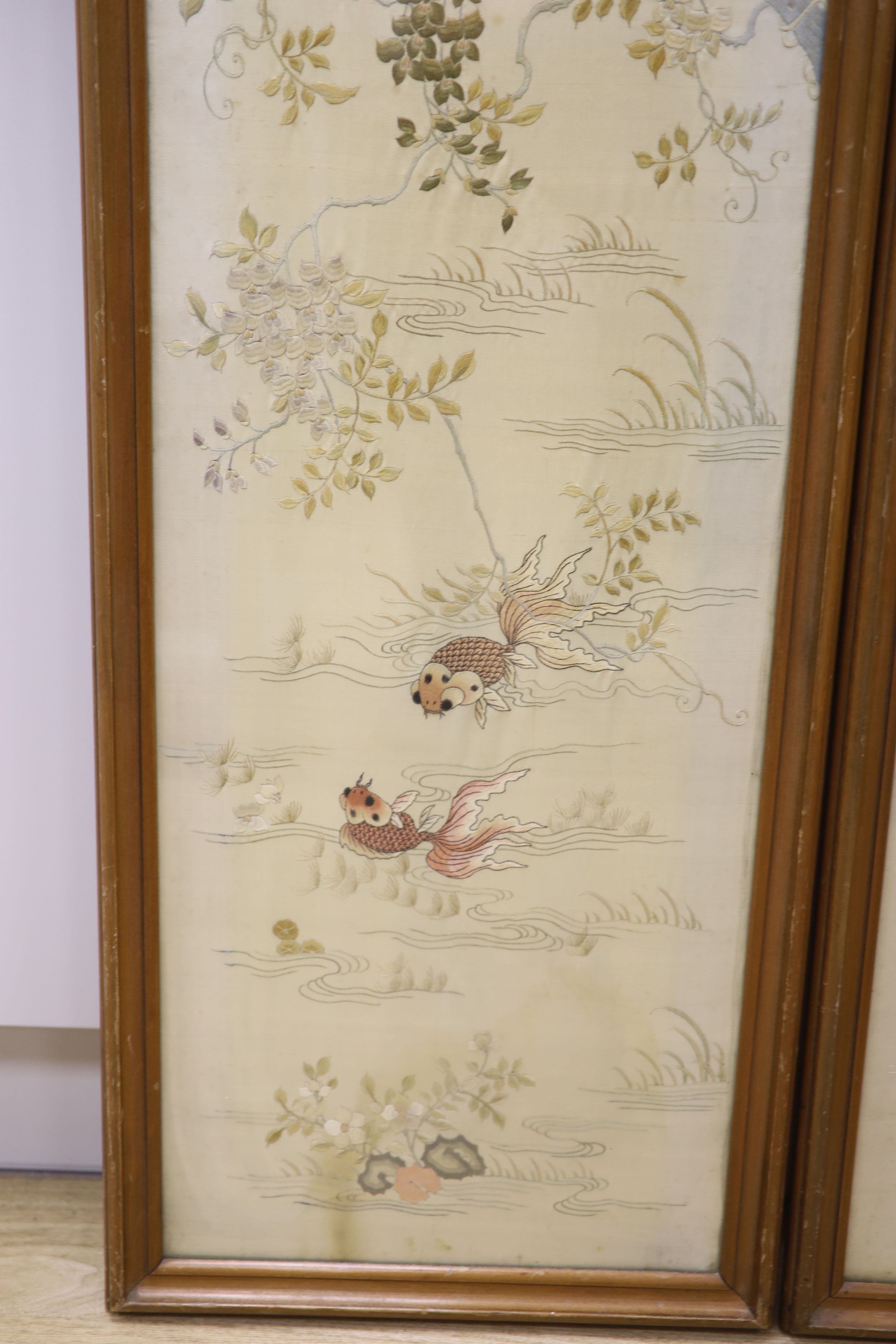 Two Japanese embroidered panels, width 34.5cm height 134cm - Image 4 of 8