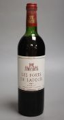 Six bottles of Pauillac Les Fortes de latour 1977