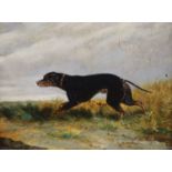 Circle of George Armfield (1810-1893), oil on artist board, Hound in a landscape, 21 x 27cm