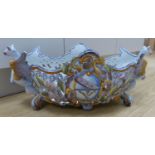 A large French Saint Clement faience centrepiece oval bowl, length 56cmCONDITION: Structurally good;