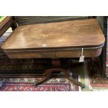 A Regency mahogany folding card table, width 89cm depth 44cm height 68cm