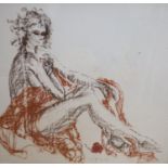 Tom Merrifield (1933-), coloured chalk, Study of a seated woman, signed, 92 x 95cmCONDITION: Some