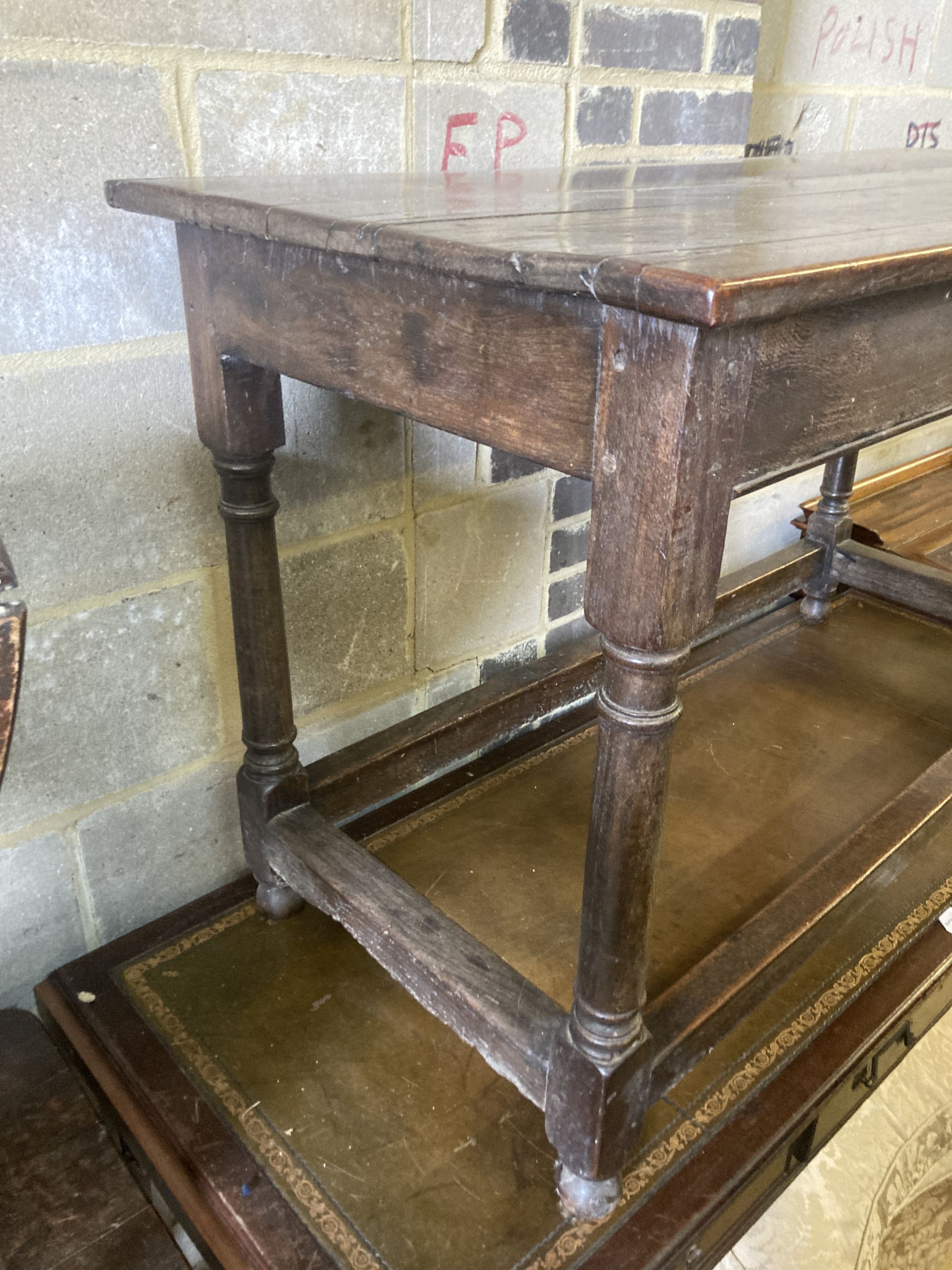 An 18th century oak side table, fitted with a drawer, width 121cm, depth 57cm, height 74cm - Image 3 of 5