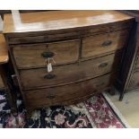 A Regency mahogany bowfront chest, fitted brushing slide, width 96cm, depth 49cm, height 86cm