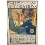 Conrad H. Leigh, original colour lithograph poster, Wallpapers and Decorations, John Gilkes &