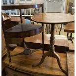 A George III mahogany corner washstand, width 58cm, depth 40cm, height 83cm together with a circular