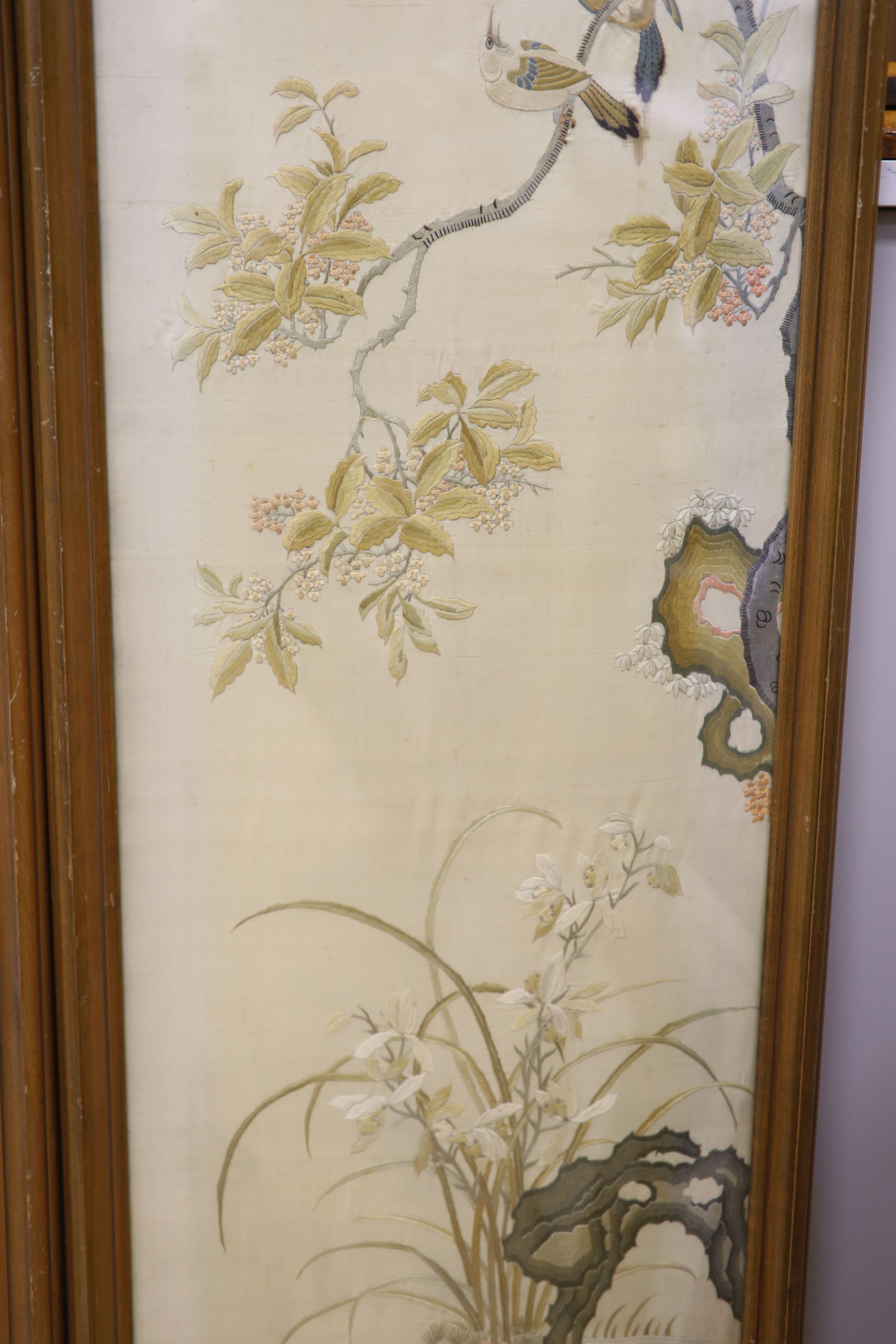 Two Japanese embroidered panels, width 34.5cm height 134cm - Image 7 of 8