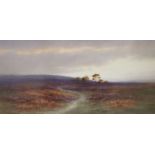 Charles Edward Brittan (1870-1949), watercolour, Moorland scene, 20 x 40cm signed, 7.75 x 15.75in.