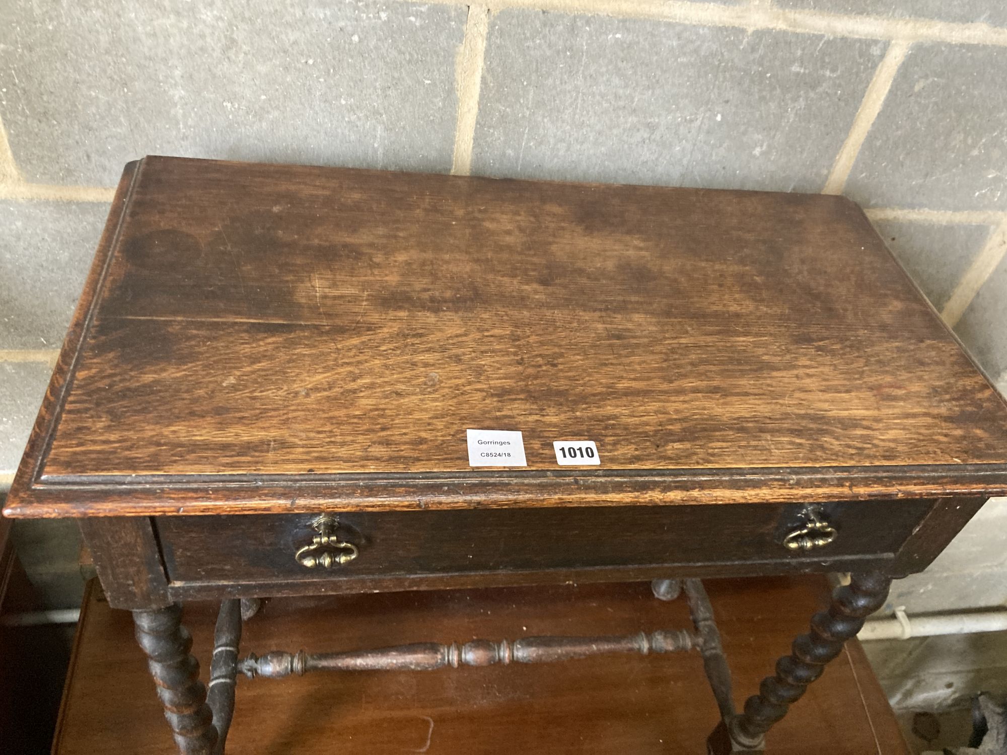 A 17th century style oak side table, width 76cm, depth 40cm, height 73cm - Image 2 of 4