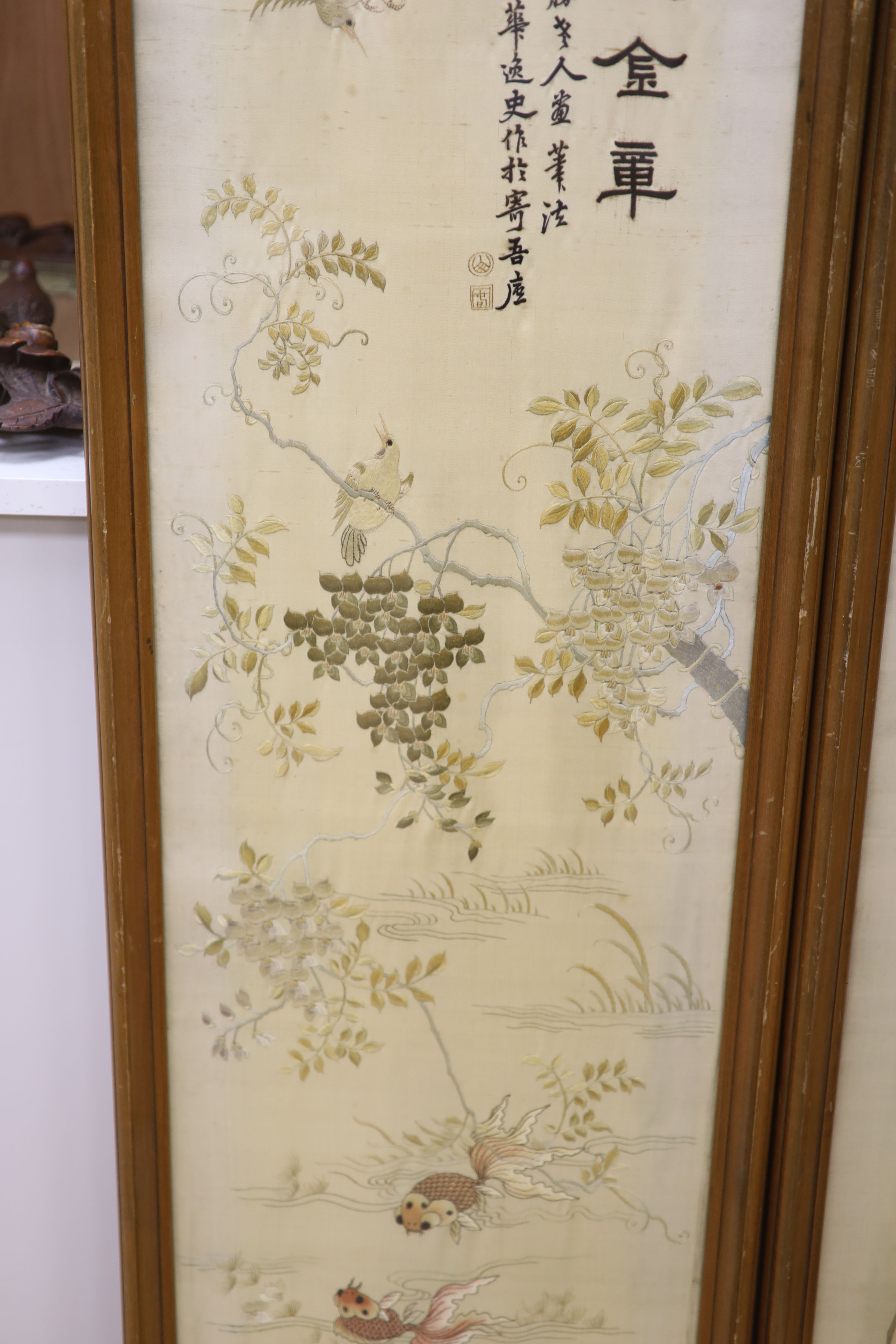 Two Japanese embroidered panels, width 34.5cm height 134cm - Image 3 of 8