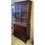 A George III Sheraton style mahogany secretaire bookcase, width 91cm, depth 46cm, height