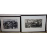 Peter Spens (1961-), drypoint and monotype, 'Storm, the City from the Strand, signed in pencil and