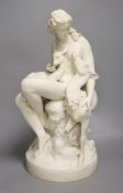 After C.B. Birch. A 19th century Parian group 'Wood Nymph' with two deer, height 49cm