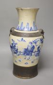 A 19th century Chinese blue and white crackle glaze vase, height 42.5cm apocryphal Qianlong nian zhi