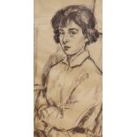 Llewellyn Petley Jones (1908-1986), charcoal drawing, Portrait of Miss Nicola Taylor, signed and