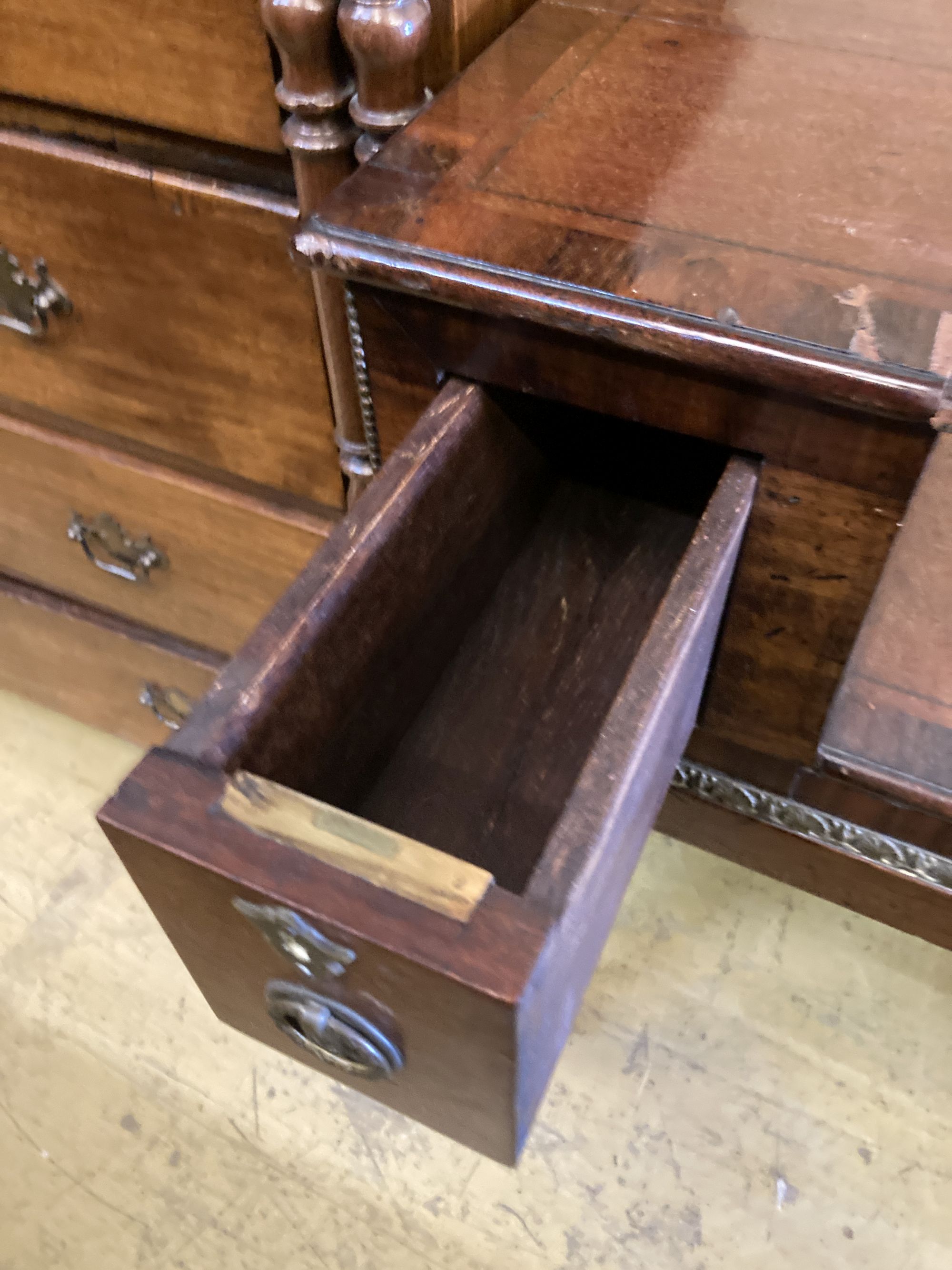 An early 19th century mahogany square piano converted to a desk, length 170cm, depth 64cm, height - Image 3 of 5