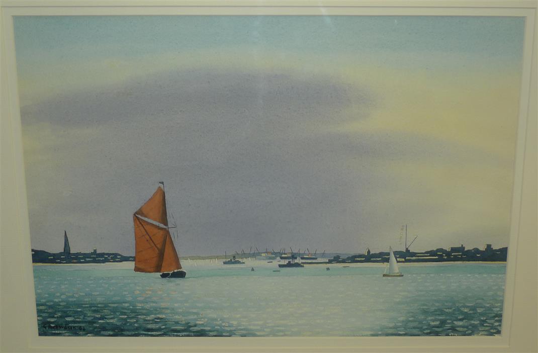 Geoffrey Philip Richardson (1928-), watercolour, Harwich harbour, Essex, signed and dated '64, 36