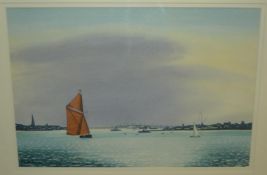 Geoffrey Philip Richardson (1928-), watercolour, Harwich harbour, Essex, signed and dated '64, 36