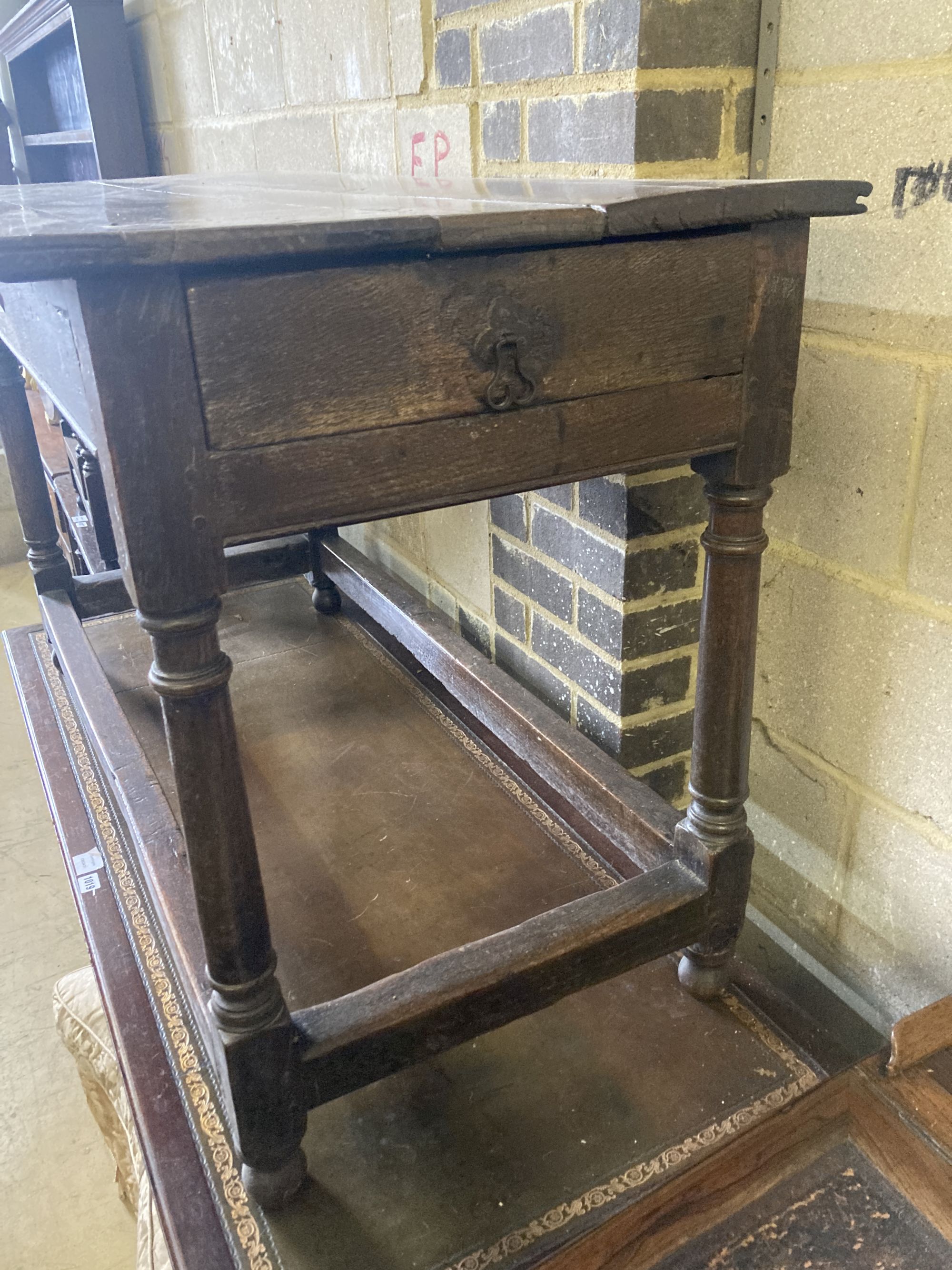 An 18th century oak side table, fitted with a drawer, width 121cm, depth 57cm, height 74cm - Image 4 of 5