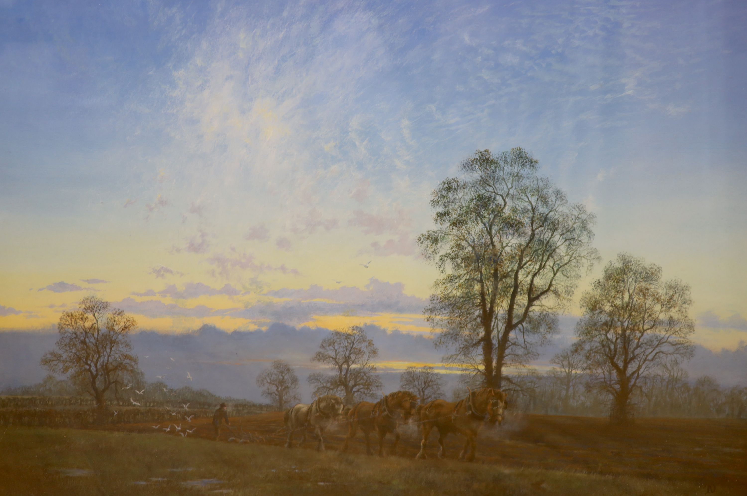 David V. Thomas, 'A Suffolk Morning', 54 x 80cm monogrammed, inscribed to verso and dated 1988, 21.5 - Image 4 of 6