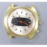 A gentleman's gilt steel Avia Olympic manual wind chronograph wrist watch, (no strap & button