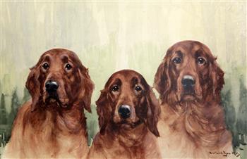 Reuben Ward Binks (1860-1945)watercolourThree Golden Retrieverssigned44.5 x 68cm.