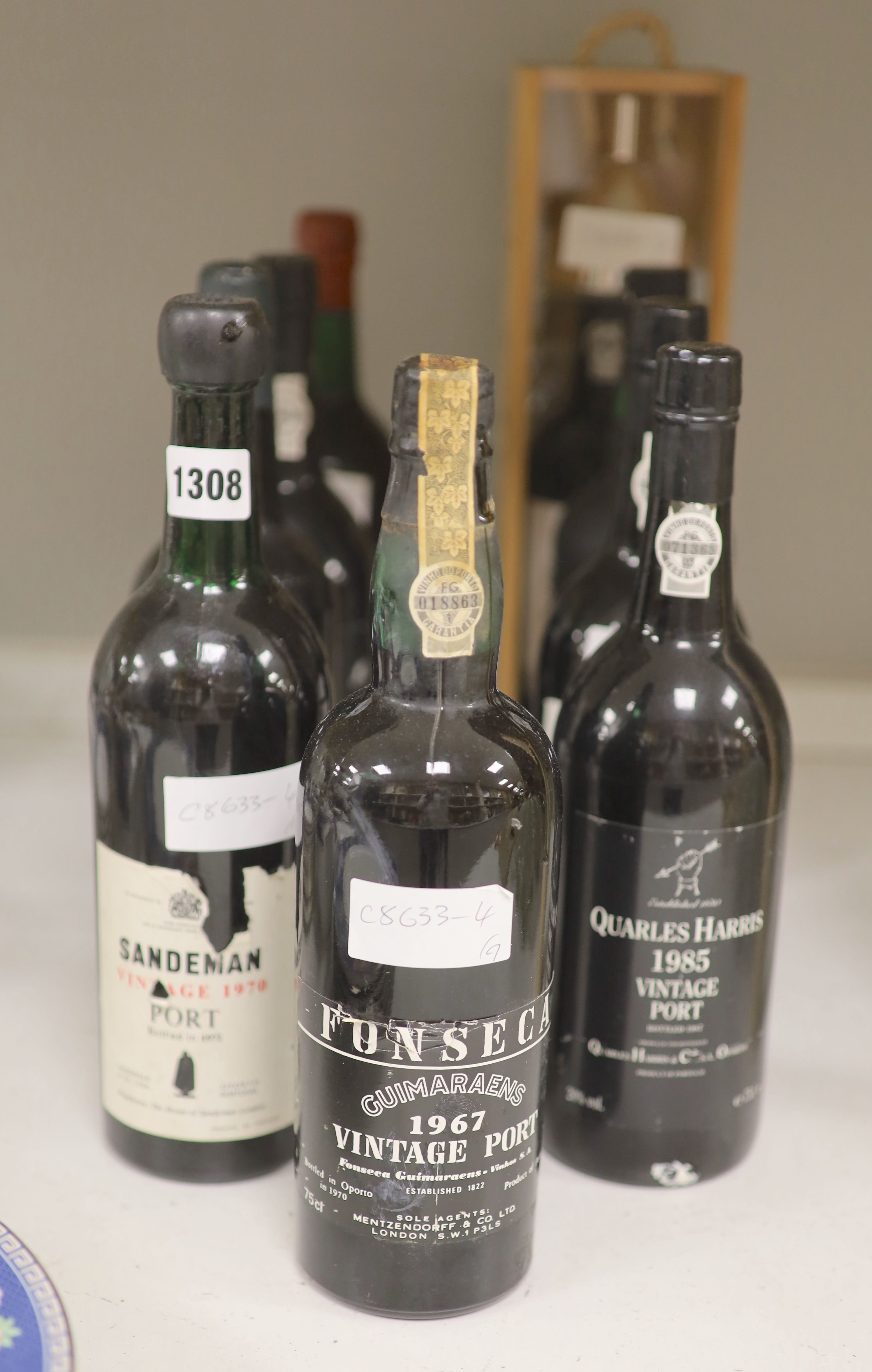 Nine assorted bottles of Port, to include, one Dows, 1966, one Dows Quinta Do Bofim, 1986, one