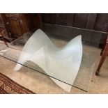 An Italian Reflex Gaudi 40 contemporary clear and frosted glass square coffee table, length 106cm,