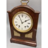 A German 19th century chiming bracket clock, in George III style, with brass grills, height 40cm