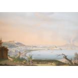 Neapolitan School, gouache, View of the Bay of Naples, bears Thos. Rowbotham signature, 29 x 43cm