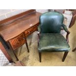 An Edwardian mahogany and satinwood banded shaped front dressing table, width 120cm, depth 58cm,
