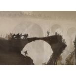 Yoshijiro Urushibara after Frank Brangwyn, wood engraving, 'Devils Bridge, St Gotthard's Pass' c.