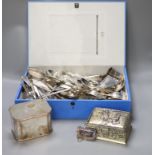 A large quantity of silver plated cutlery etc