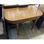 A Sheraton revival D end dining table, width 106cm, depth 60cm, height 75cm