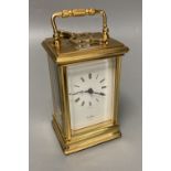 A modern French brass cased eight day presentation carriage timepiece