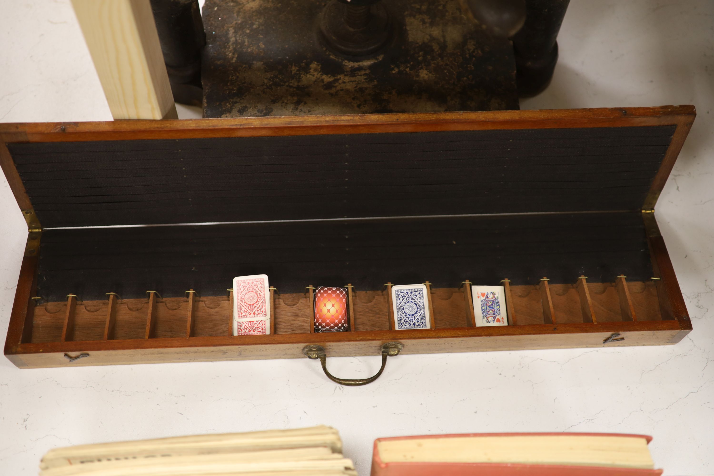 A book binder's cast iron press, various Punch publications, a Jacques mahogany patience box - Image 3 of 5