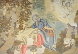 An early 19th century silkwork of Abraham and Isaac (a.f.), width 48cm, height 34cm